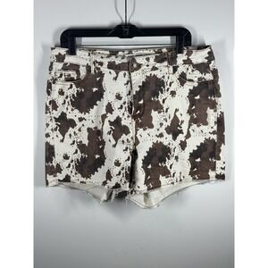Judy Blue Shorts Womens 3XL Cow Print High Waist Brown Frayed Raw Hem JB150021